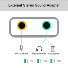 Carte son USB externe Type-C vers casque audio USB stéréo 3D pour Mac OS X Windows