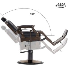 Chaise de barbier vintage en métal lourd RS-BC8754 inclinaison fauteuil de salon de beauté et de spa noir