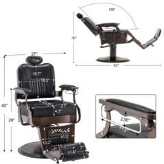 Chaise de barbier vintage en métal lourd RS-BC8754 inclinaison fauteuil de salon de beauté et de spa noir