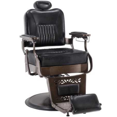 Chaise de barbier vintage en métal lourd RS-BC8754 inclinaison fauteuil de salon de beauté et de spa noir