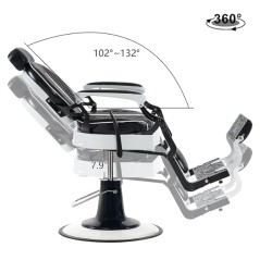 Fauteuil de barbier vintage en métal RS-BC87102WB lourd et luxueux professionnel inclinable pour salon de beauté et spa