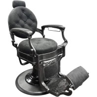 Fauteuil de barbier rétro vintage  RS-BC8799QH de luxe inclinable et rotatif pour salon de coiffure gris