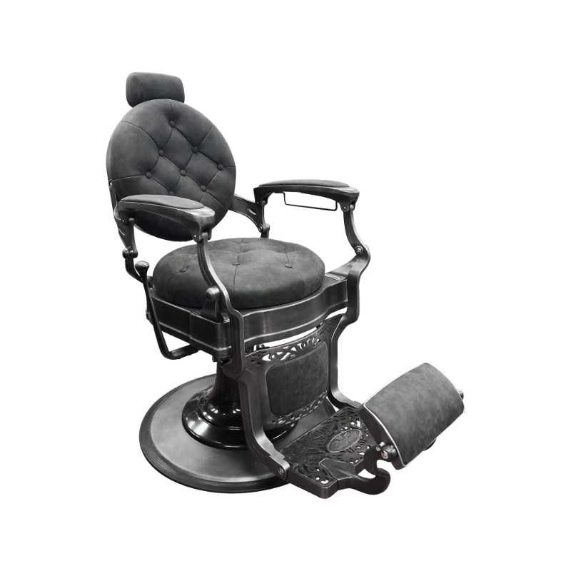 Fauteuil de barbier rétro vintage RS-BC8799QH de luxe inclinable et rotatif pour salon de coiffure gris Fauteuil de barbier rétro vintage RS-BC8799QH de luxe inclinable et rotatif pour salon de coiffure gris