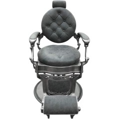 Fauteuil de barbier rétro vintage  RS-BC8799QH de luxe inclinable et rotatif pour salon de coiffure gris