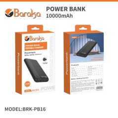 Power Bank Baraka BRK-PB16 10000mAh Noir Avec 1 Entrée Micro/Type-C Et 2 Sorties USB