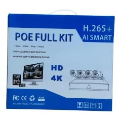 Kit NVR POE Avec Fil Complet 4K, 2MP 4 Ports H.265+ Ai smart
