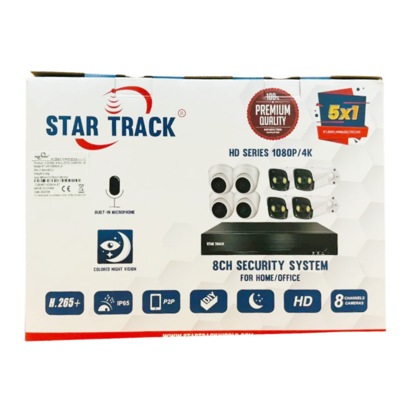 Kit vidéosurveillance Star Track STKX10844W-21 Analogique 4 caméras Avec Fil Kit vidéosurveillance Star Track STKX10844W-21 Analogique 4 caméras Avec Fil