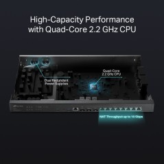 Routeur VPN Omada avec 2 ports SFP+ 10GE + 1 port LANWAN SFP+ 10 Gbps+ 1 port LANWAN SFP Gigabit 101001000 Mbps + 8 ports