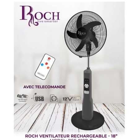 Ventilateur rechargeable ROCH RSF-918 avec télécommande 18 pouces