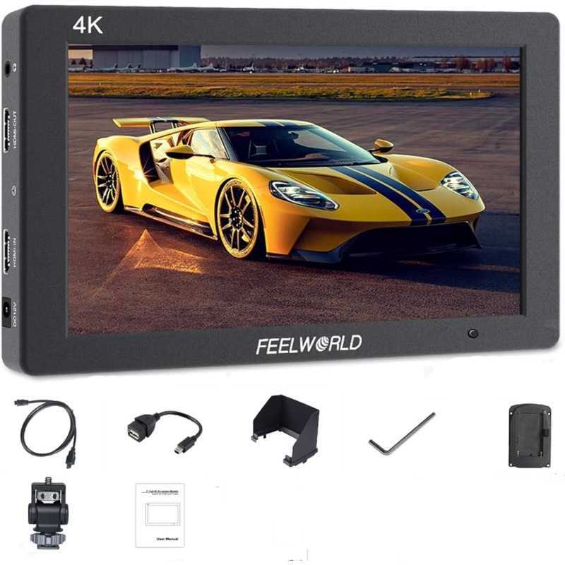 Moniteur caméra 4K entrée/Sortie HDMI IPS 1920x1200 FEELWORLD T7 Plus 7 "3D LUT avec Forme d'onde Pare-Soleil Pliable