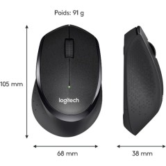 Souris sans fil LOGITECH B330 Silent Plus droitier capteur optique 1000 dpi 3 boutons noir