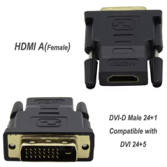 Adaptateur mâle DVI 24 + 1/24 + 5 mâle vers HDMI femelle 1080P