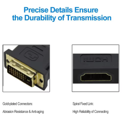 Adaptateur mâle DVI 24 + 1/24 + 5 mâle vers HDMI femelle 1080P