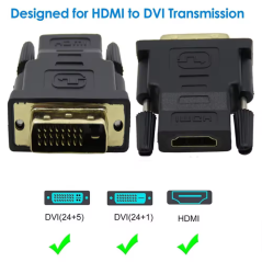 Adaptateur mâle DVI 24 + 1/24 + 5 mâle vers HDMI femelle 1080P