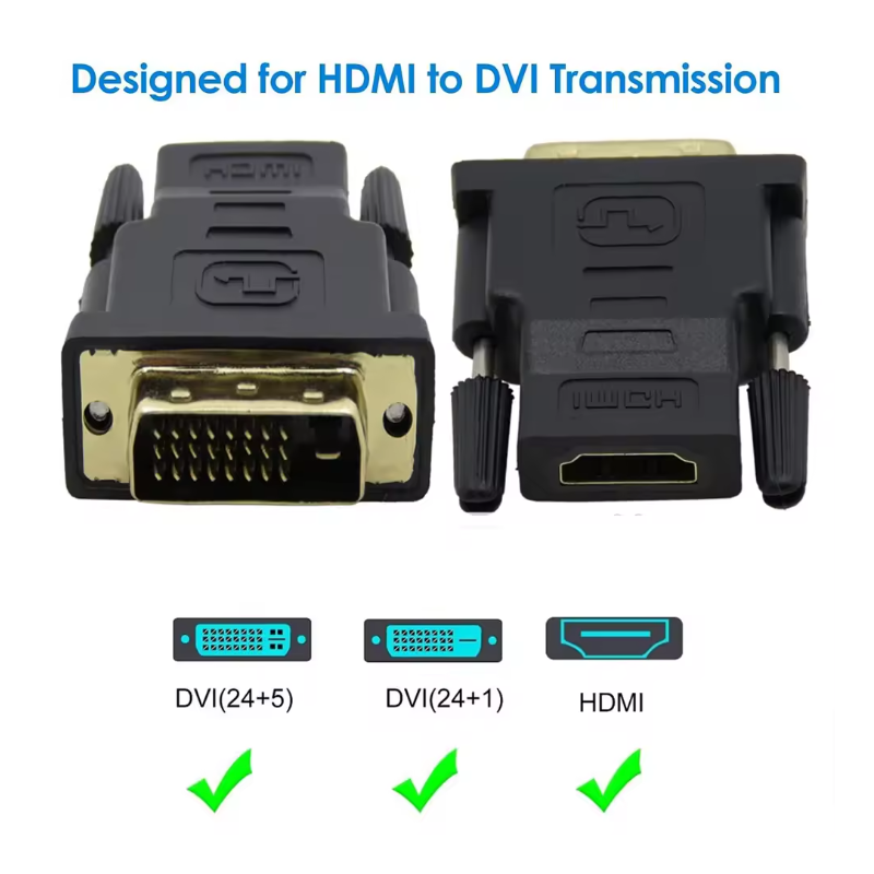 Adaptateur mâle DVI 24 + 1/24 + 5 mâle vers HDMI femelle 1080P