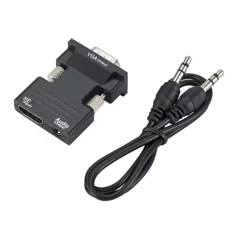 Adaptateur HD mâle vers VGA femelle avec prise en charge du port audio 3.5mm Résolution 1920X1080 Adaptateur HD mâle vers VGA femelle avec prise en charge du port audio 3.5mm Résolution 1920X1080