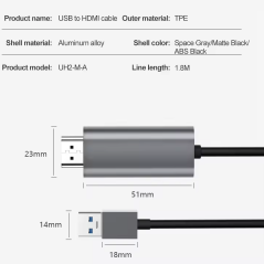 Câble adaptateur HDMI 1080p 60Hz USB3.0 mâle HDTV vers USB 3.0 Justlink 1.8m
