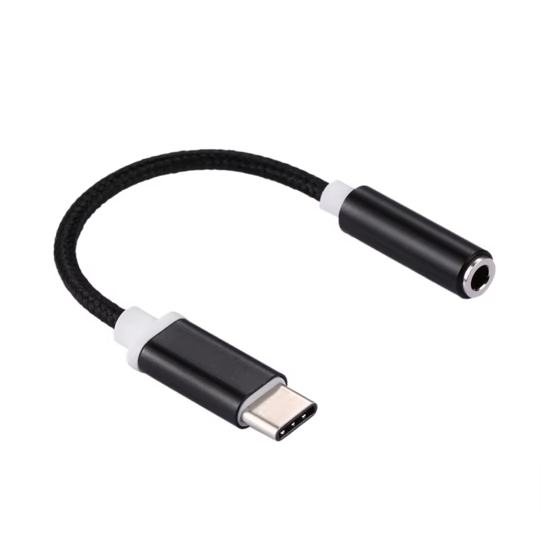 Adaptateur Audio Type-C Mâle à Jack 3.5mm Femelle Tissage Texture pour téléphone Adaptateur Audio Type-C Mâle à Jack 3.5mm Femelle Tissage Texture pour téléphone