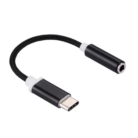 Adaptateur Audio Type-C Mâle à Jack 3.5mm Femelle Tissage Texture pour téléphone