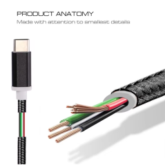 Adaptateur Audio Type-C Mâle à Jack 3.5mm Femelle Tissage Texture pour téléphone