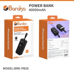 Power Bank Baraka BRK-PB26 40000mAh avec 1 entrée micro/type-C Et 2 sorties USB noir
