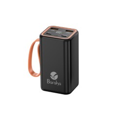 Power Bank Baraka BRK-PB02 20000MAH avec 1 entrée micro/type-C et 4 sorties USB noir et blanc