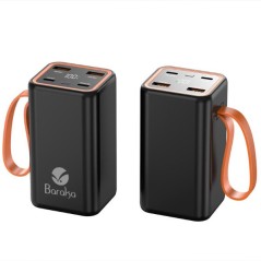 Power Bank Baraka BRK-PB02 20000MAH avec 1 entrée micro/type-C et 4 sorties USB noir et blanc