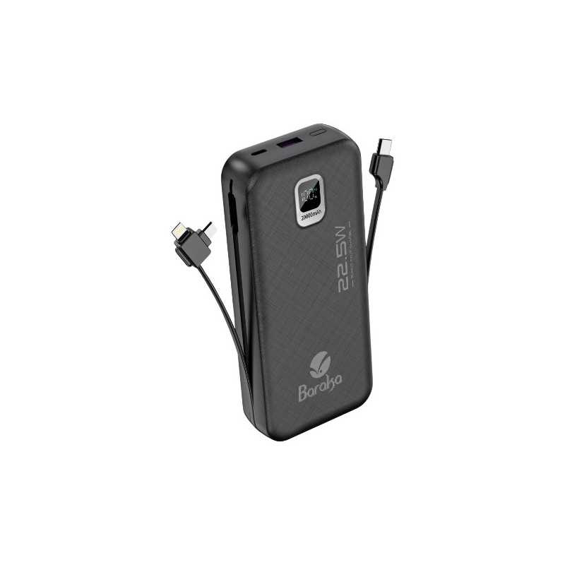 Power Bank Baraka BRK-PB25 20000mAh avec 1 entrée type-C Et 2 sorties type-C & USB + 2 sorties cable lightning/micro noir Power Bank Baraka BRK-PB25 20000mAh avec 1 entrée type-C Et 2 sorties type-C & USB + 2 sorties cable lightning/micro noir