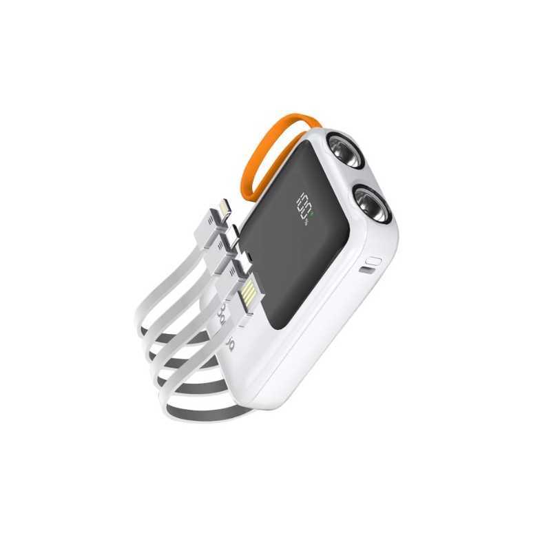 Power Bank Baraka BRK-PB30 10000mAh avec 1 entrée type-C et 1 entrée cable USB + cable lightning/micro + torche blanc Power Bank Baraka BRK-PB30 10000mAh avec 1 entrée type-C et 1 entrée cable USB + cable lightning/micro + torche blanc