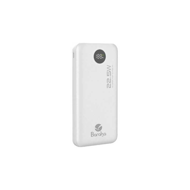 Power Bank Baraka BRK-PB22 10000mAh avec 1 entrée micro/Type-C Et 1 sortie Type-C + 2 sorties USB blanc Power Bank Baraka BRK-PB22 10000mAh avec 1 entrée micro/Type-C Et 1 sortie Type-C + 2 sorties USB blanc