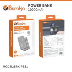 Power Bank Baraka BRK-PB31 10000mAh avec 1 entrée type-C et 1 sortie type-C + sans fil téléphone & montre gris