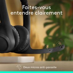 Casque-micro sans fil Logitech Zone 300 Noir Bluetooth 5.3 - microphone anti-bruit - 20 heures d'autonomie