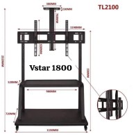 Support téléviseur sur pied mobile ultra-robuste Airflux AF-Y806-2 pour Écrans de 32 à 100 pouces