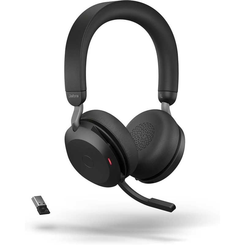 Casque sans fil JABRA EVOLVE2 75 casque stéréo double mousse, adaptateur bluetooth USB-A certifié microsoft skype noir