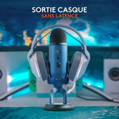 Microphone USB YETI BLUE a 2 capsules électrostatiques directivité multiple usb pour enregistrement avec support de perche
