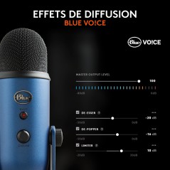 Microphone USB YETI BLUE a 2 capsules électrostatiques directivité multiple usb pour enregistrement avec support de perche