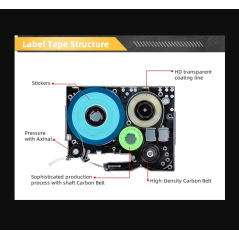 Cartouche de ruban d'étiquettes Compatible Tatrix 12mm noir transparent 45010 pour imprimante DYMO 160 280