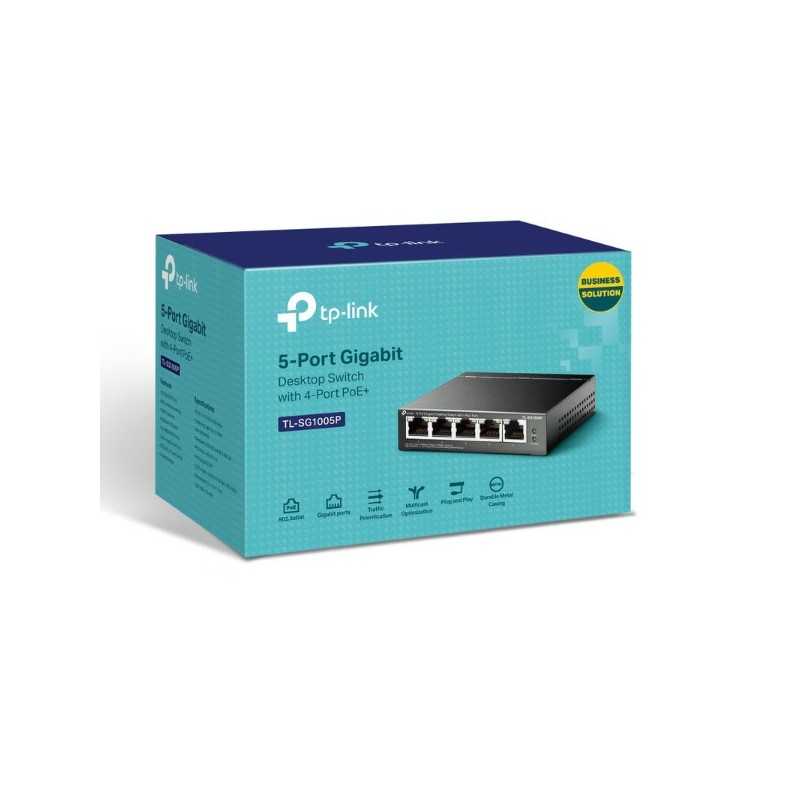 Switch Gigabit Ethernet TP-LINK TL-SG1005P 5 ports 10/100/1000 Mbps dont 4 ports PoE Switch Gigabit Ethernet TP-LINK TL-SG1005P 5 ports 10/100/1000 Mbps dont 4 ports PoE