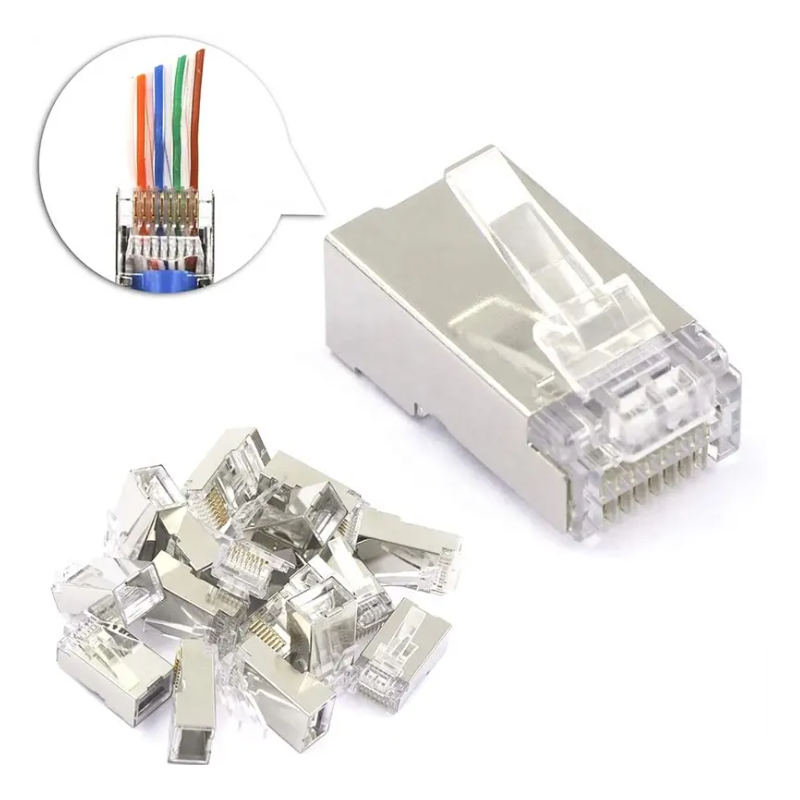 Paquet 50 Connecteur RJ45 femelle, 8P8C CAT6, blindé, prise Ethernet modulaire
