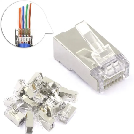 Paquet 50 Connecteur RJ45 femelle, 8P8C CAT6, blindé, prise Ethernet modulaire