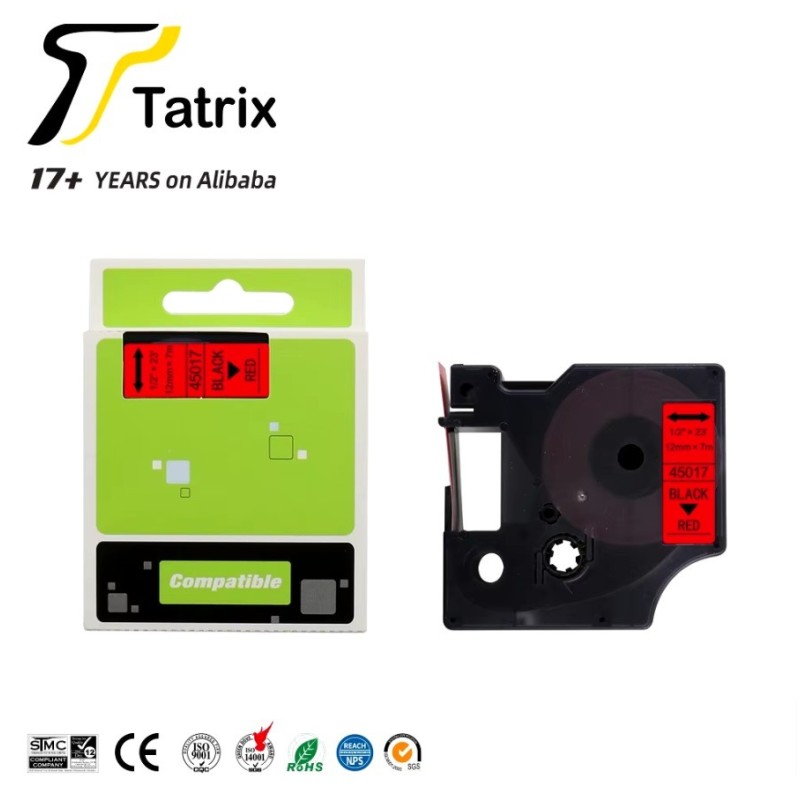 Cartouche de ruban d'étiquettes Compatible Tatrix 12mm noir transparent 45916 40917 40918 40919 pour imprimante DYMO 160 280 Cartouche de ruban d'étiquettes Compatible Tatrix 12mm noir transparent 45916 40917 40918 40919 pour imprimante DYMO 160 280