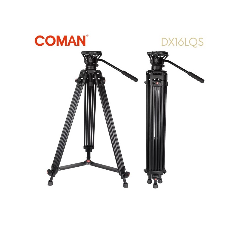 Trépied caméra professionnel en aluminium COMAN DX16LQ5S avec tête fluide Q5S