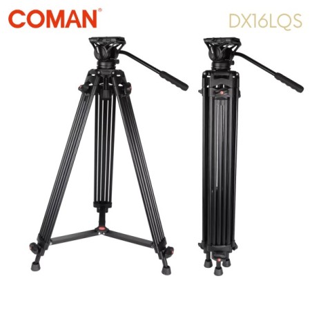 Trépied caméra professionnel en aluminium COMAN DX16LQ5S avec tête fluide Q5S