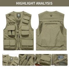 Gilet multi-poches pour hommes, gilet de pêche, escalade, randonnée, photographie, camping, bénévole, gilet d'hiver