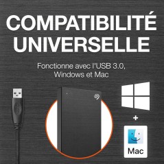 Disque dur externe HDD Seagate One Touch 1To Noir, USB 3.0, pour PC portable et Ma