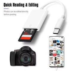 Adaptateur lecteur de carte mémoire 2 en 1 pour smartphone transfert de photos TF SD