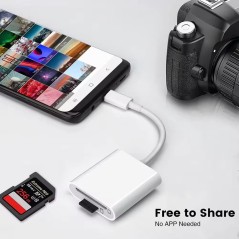 Adaptateur lecteur de carte mémoire 2 en 1 pour smartphone transfert de photos TF SD