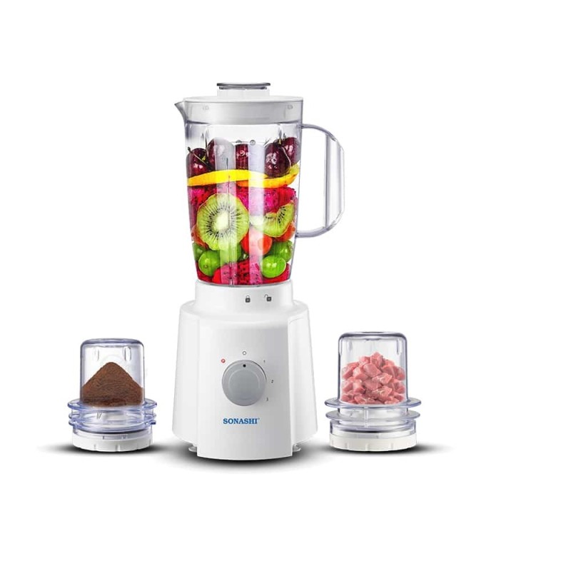 Mixeur Sonashi SB-133N 3 en 1 avec bol et moulin 1.6 Litres 650W Blanc