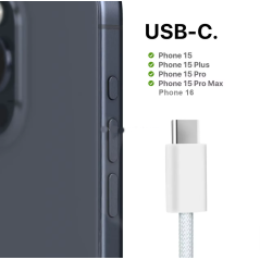 Câble USB-C tressé APPLE 60W charge rapide USB Type C vers USB-C pour ordinateur MacBook iPhone