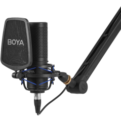 Micro studio à condensateur BOYA BY-M1000 Pro Directivités multiples - XLR - Filtre anti-pop - Suspension anti-vibrations